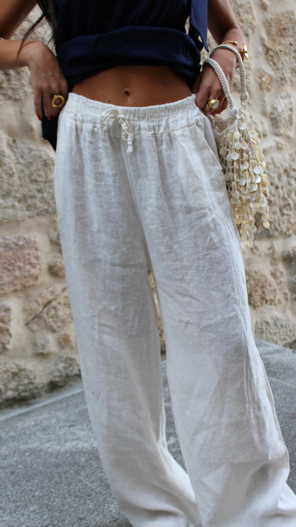 Linen Trousers in Off White