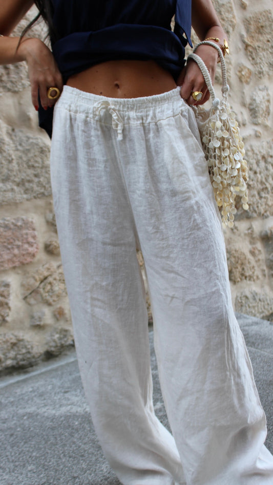 Linen Trousers in Off White