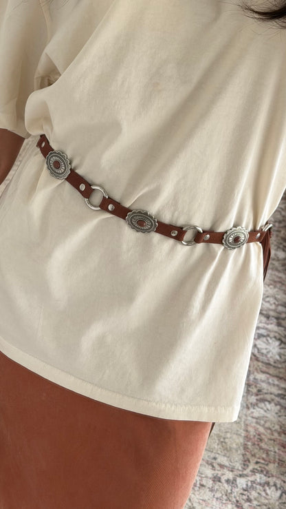 Western Concho Leather Belt