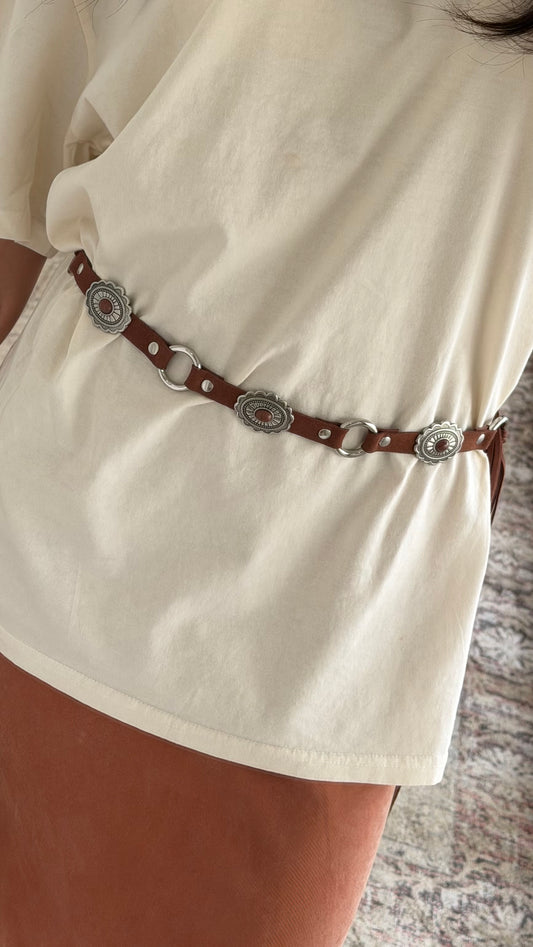 Western Concho Leather Belt