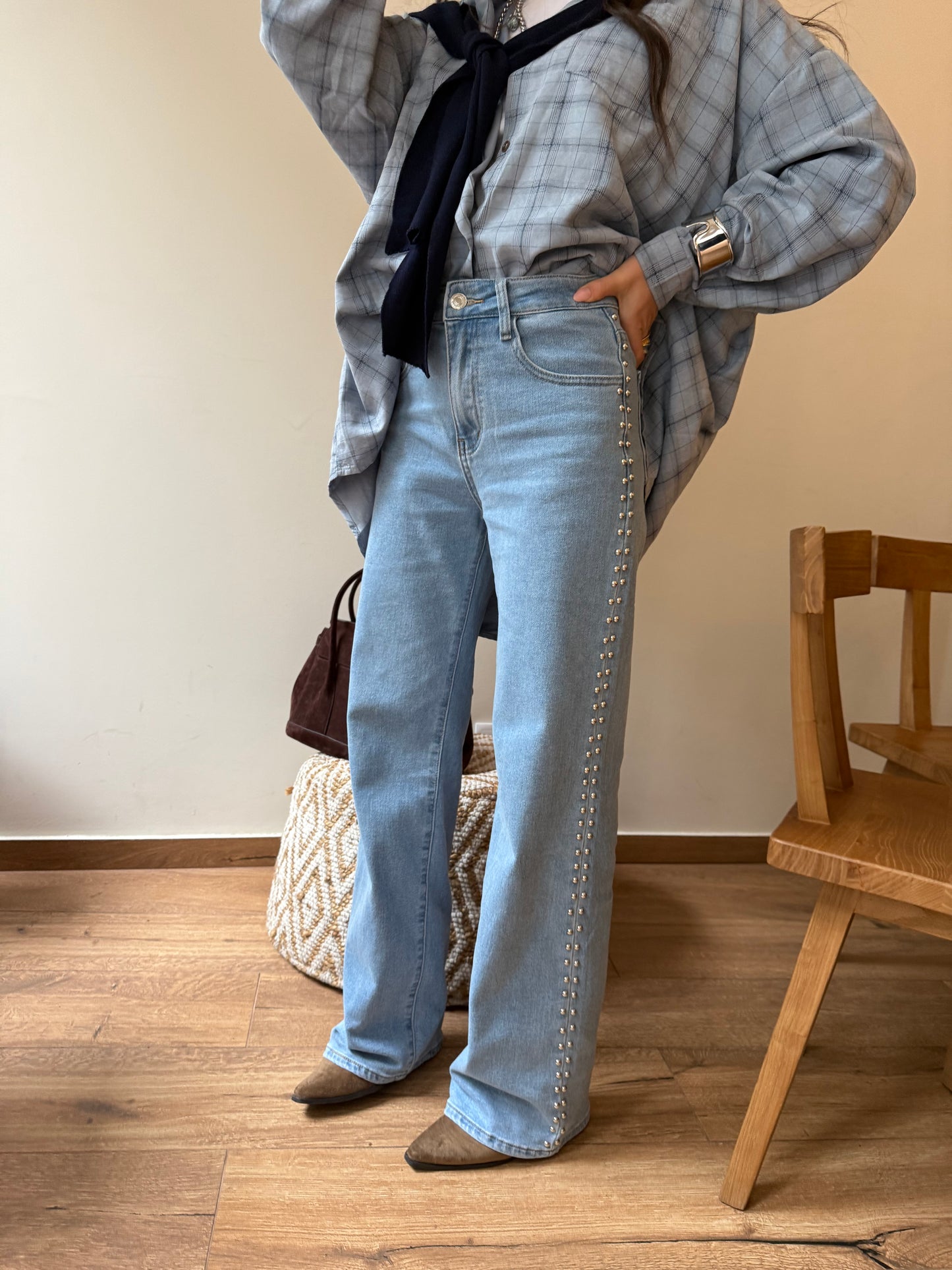 Studded Wide Leg Jeans