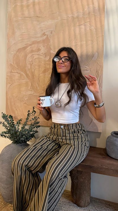 Wide-Leg Stripes Pants