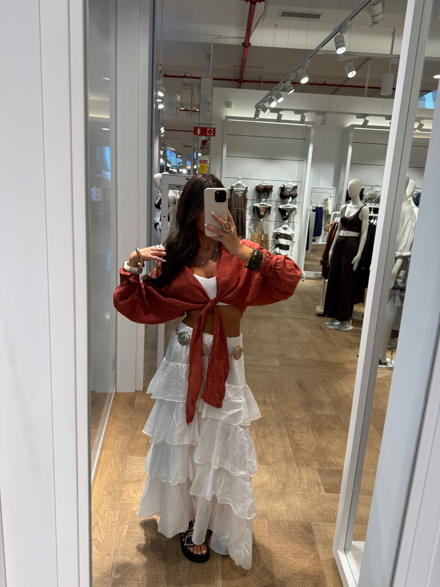 Pearl White Layered Skirt