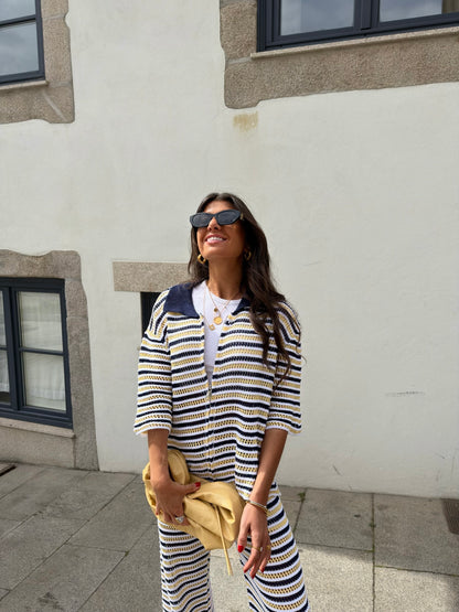 Golden Coast Stripe Crochet Pants