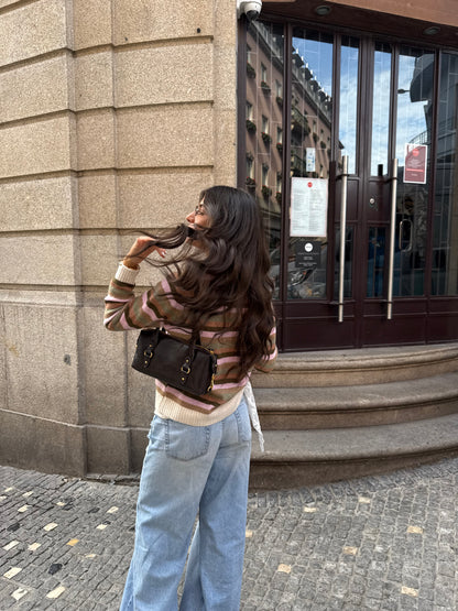 Pastel Striped Sweater in Green & Pink