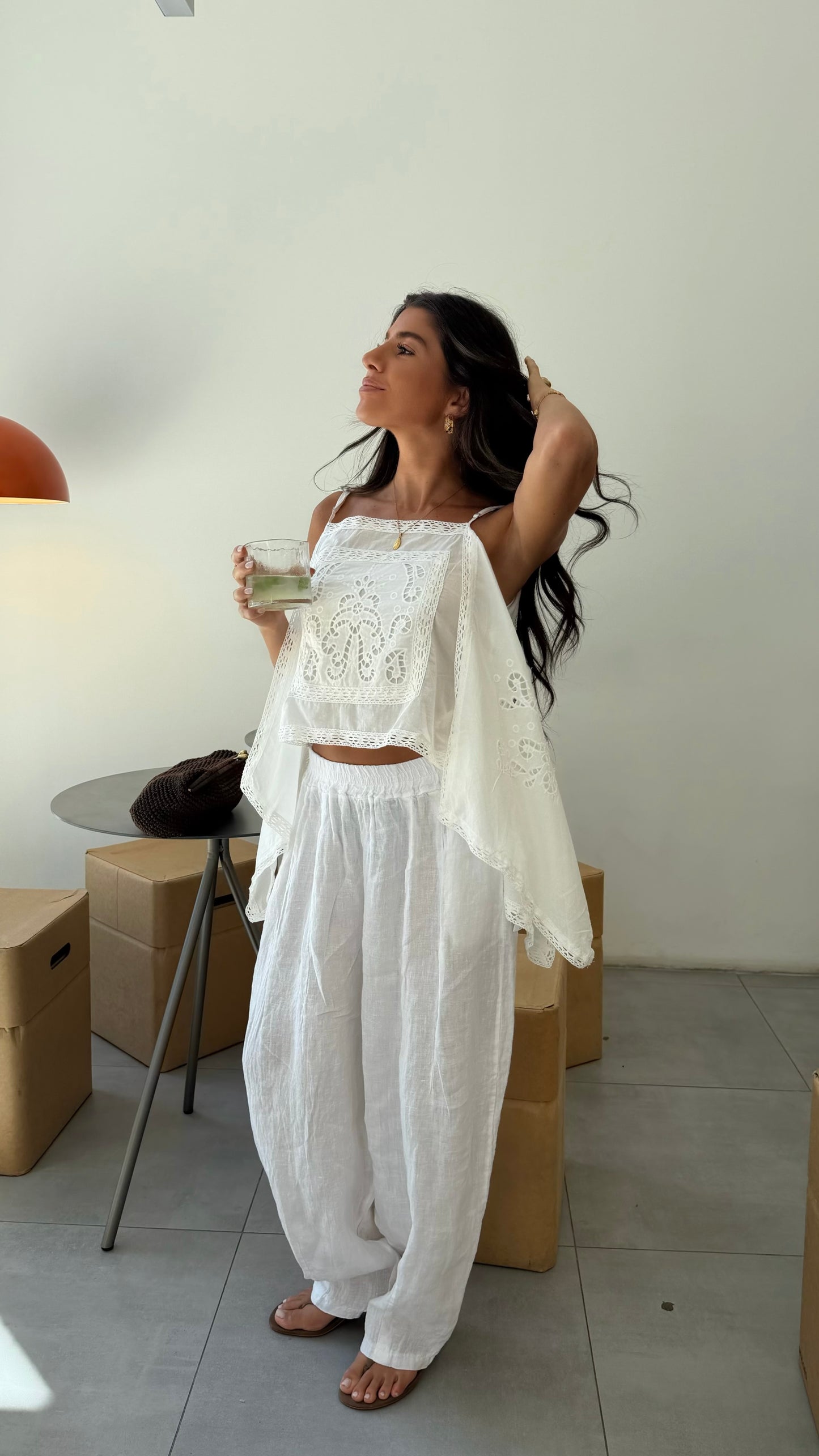 White Embroidered Panel Top
