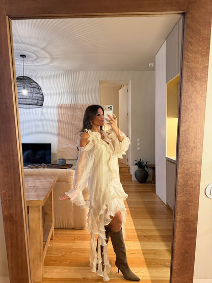 Romantic Sheer Ruffle Dress