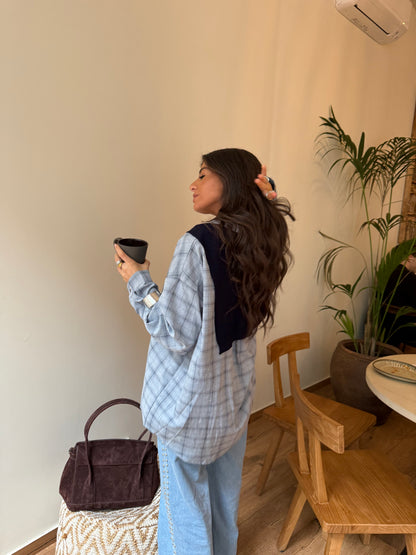 Two-in-One Shirt in Baby Blue (w/ satin lining)