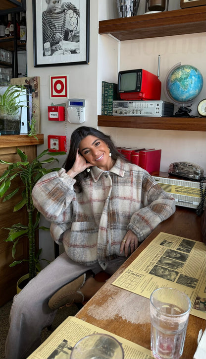 Plaid Wool-Blend Bomber Jacket