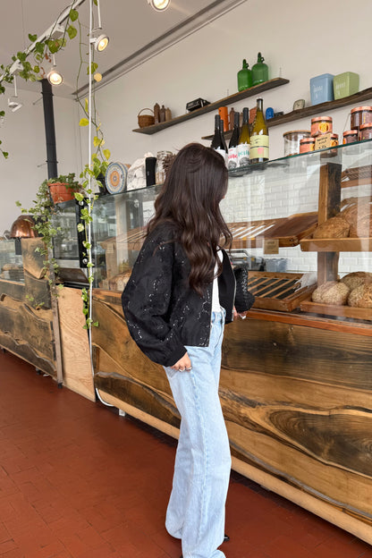 Bomber Jacket in Lace and Sequin