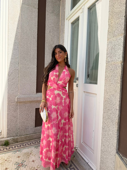 Pink Bloom Cut-Out Dress