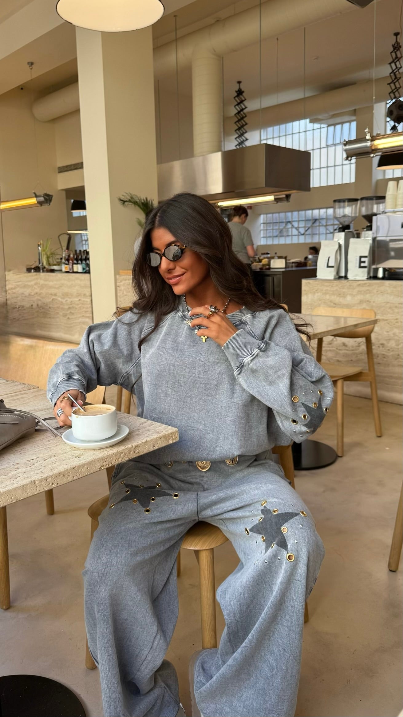 Star Studded Tracksuit in Faded Grey