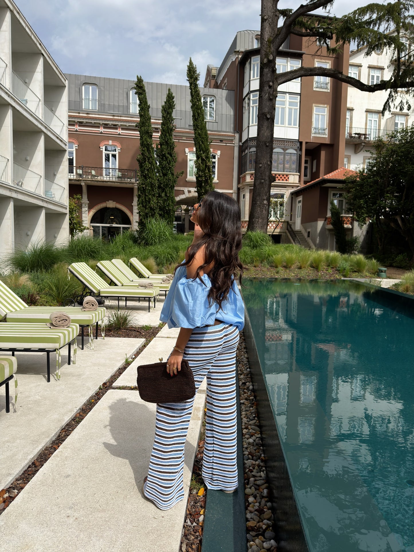 Ocean Striped Crochet Pants