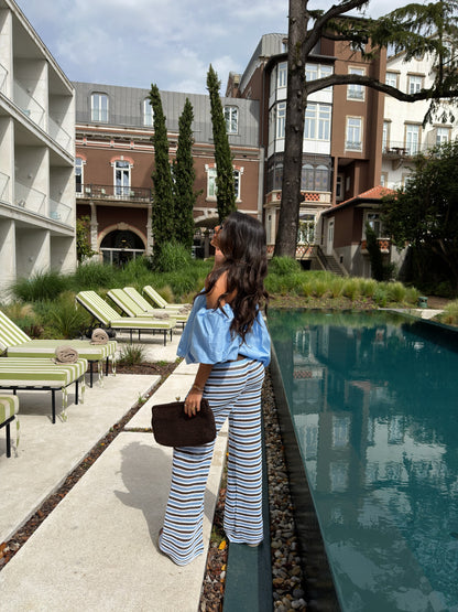 Ocean Striped Crochet Pants