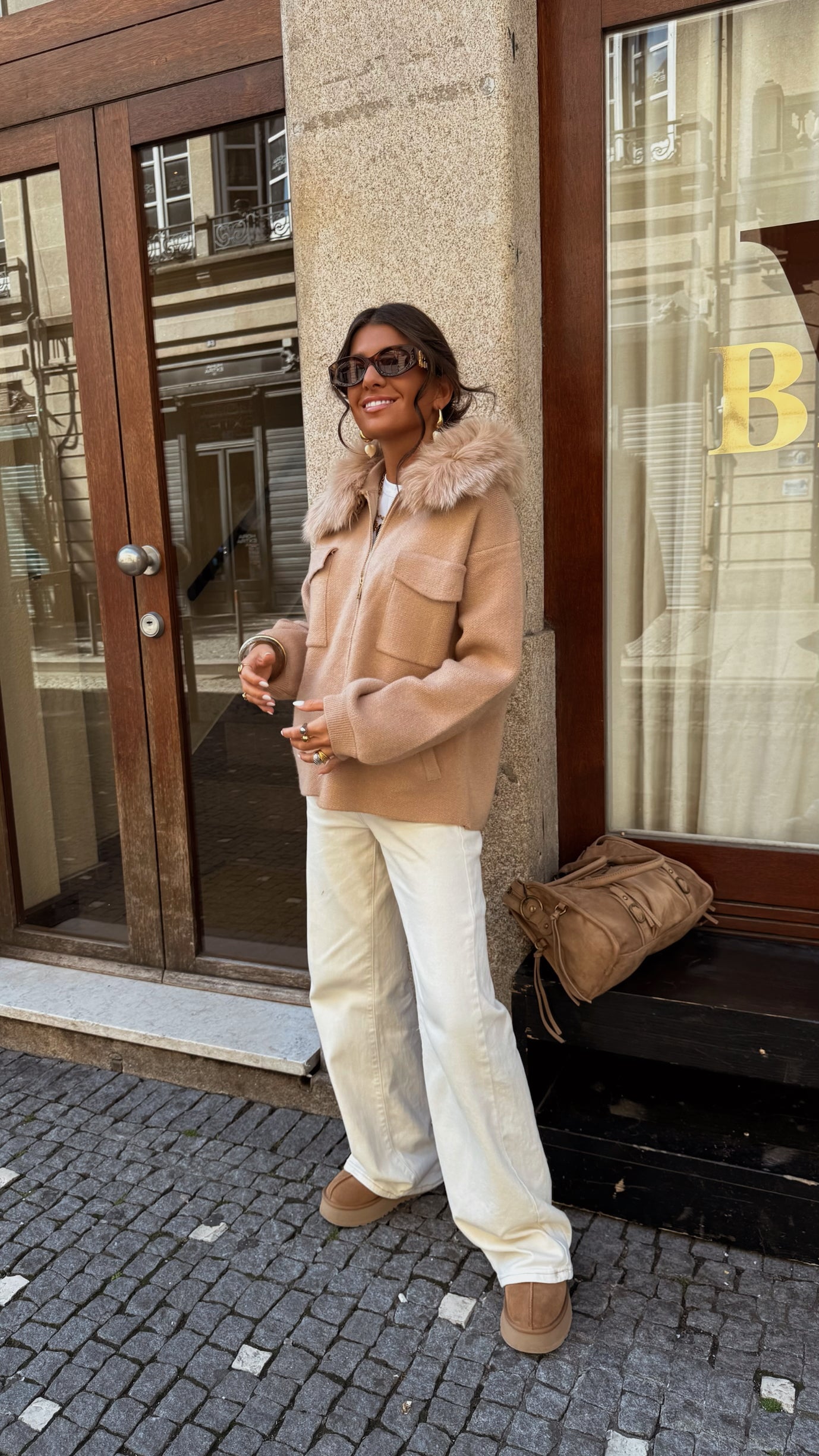 Wool & Cashmere Blend Jacket in Camel