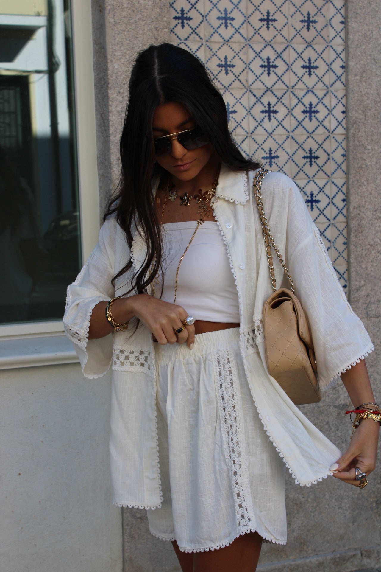 Shorts and Shirt Set with Crochet Details
