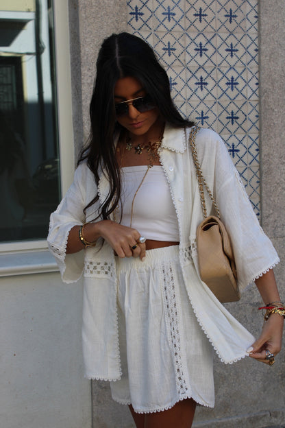 Shorts and Shirt Set with Crochet Details