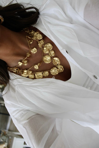 Triple Necklace - Hammered Effect Medals
