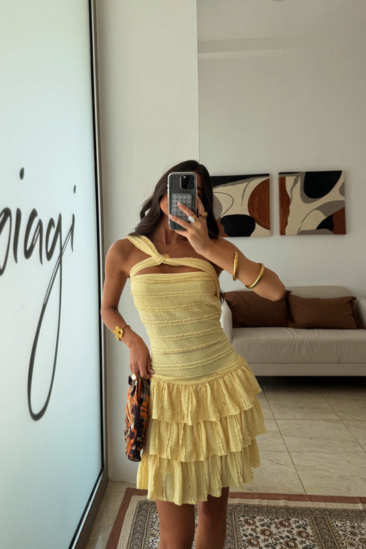 Butter Yellow Ruffle Dress