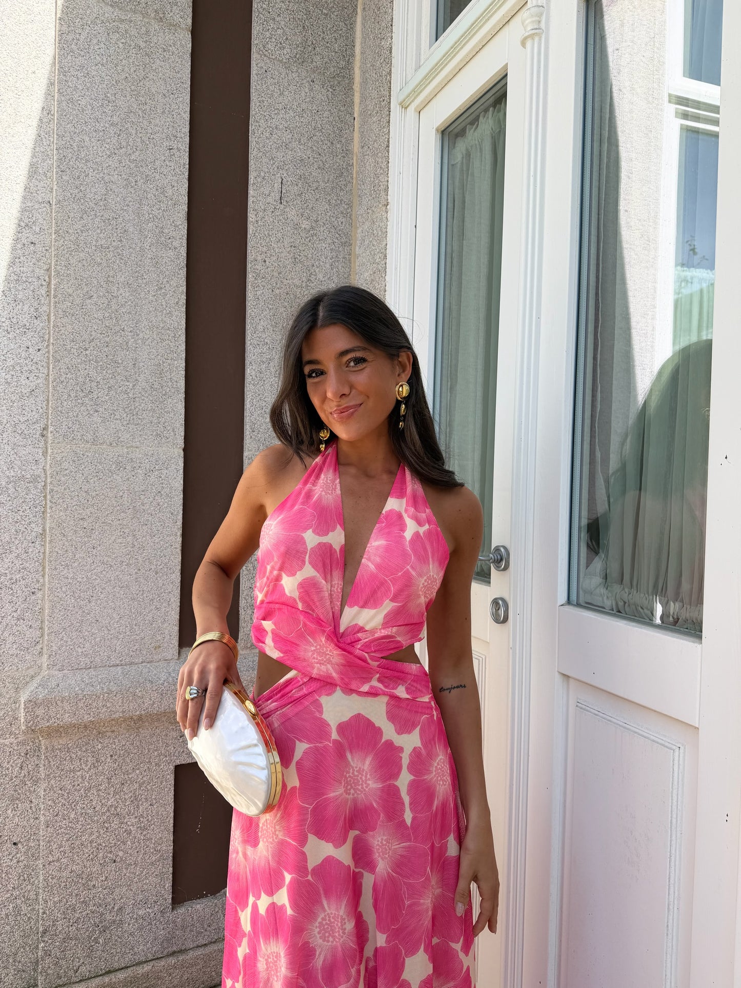 Pink Bloom Cut-Out Dress