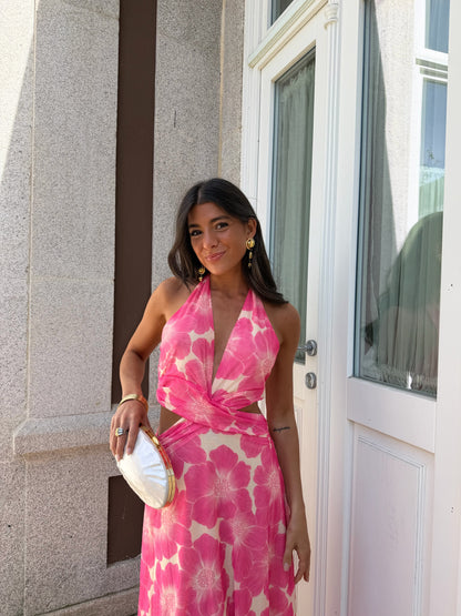 Pink Bloom Cut-Out Dress