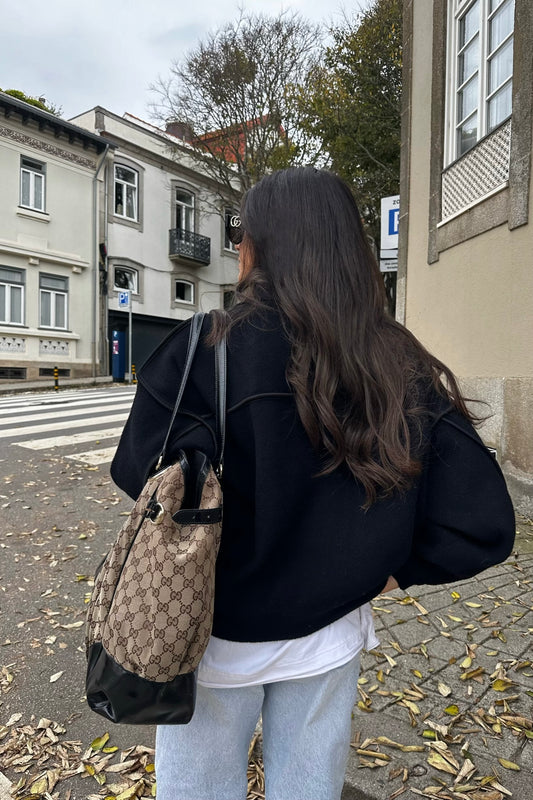 Black Double Knit Bomber