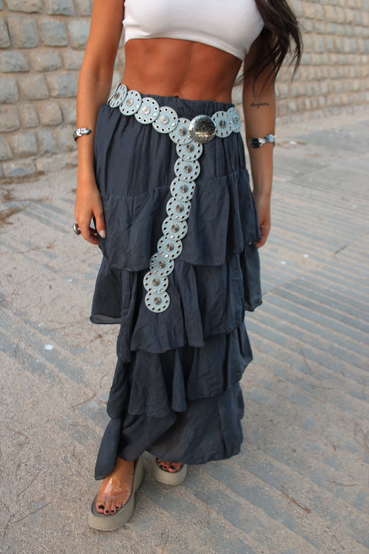Boho-Chic Studded Belt in Blue