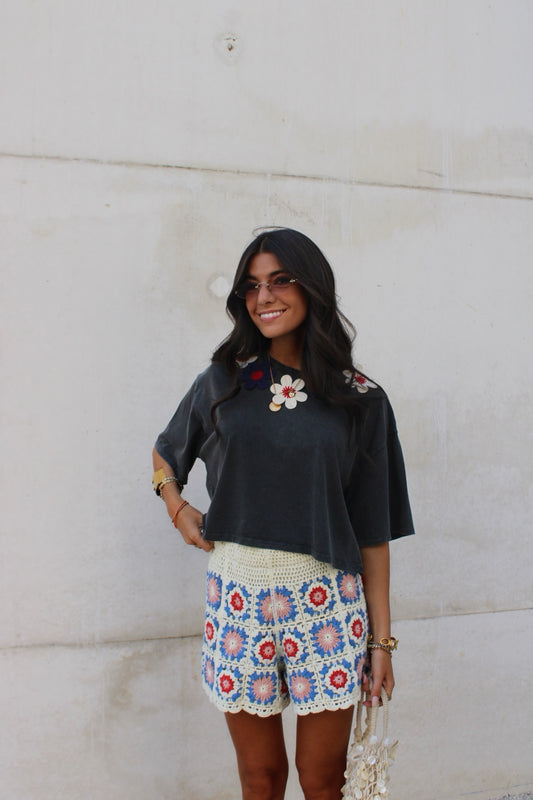 Crochet Flower T-Shirt