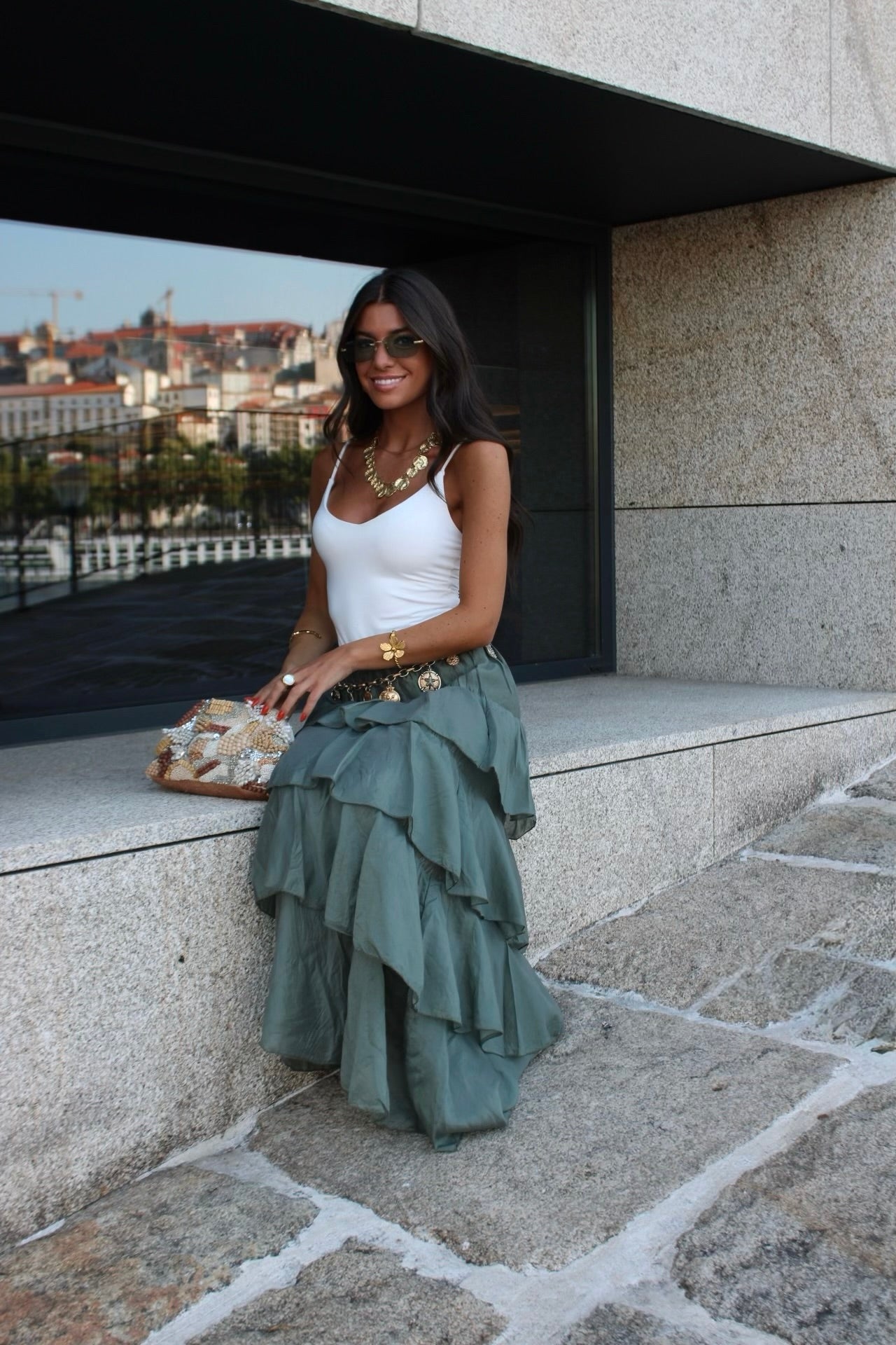 Sage Green Layered Skirt