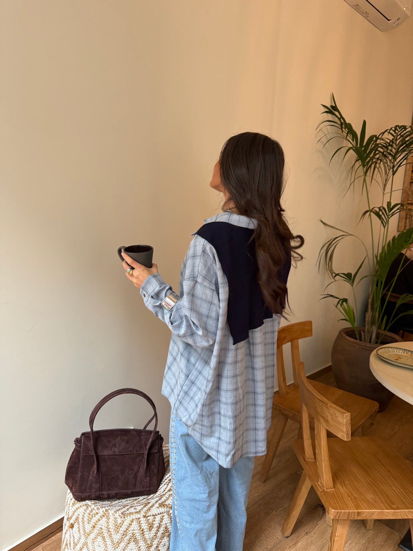 Two-in-One Shirt in Baby Blue (w/ satin lining)