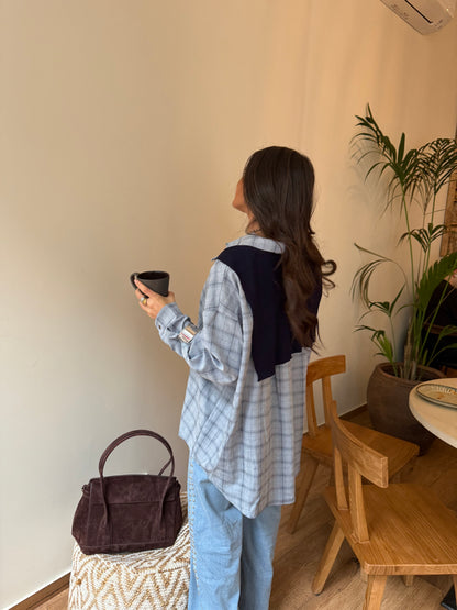 Two-in-One Shirt in Baby Blue (w/ satin lining)