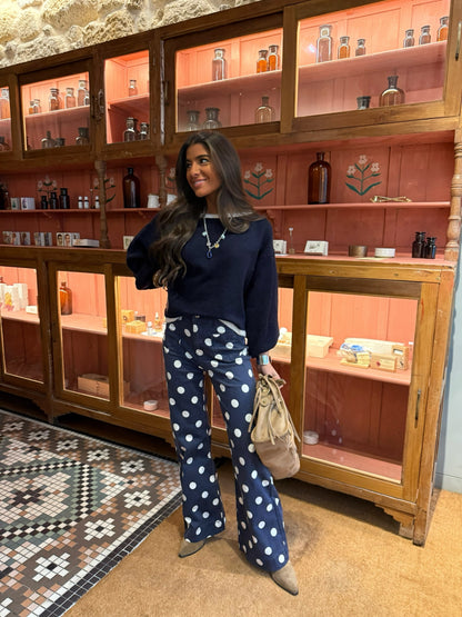 Navy Off-Shoulder Mohair Sweater