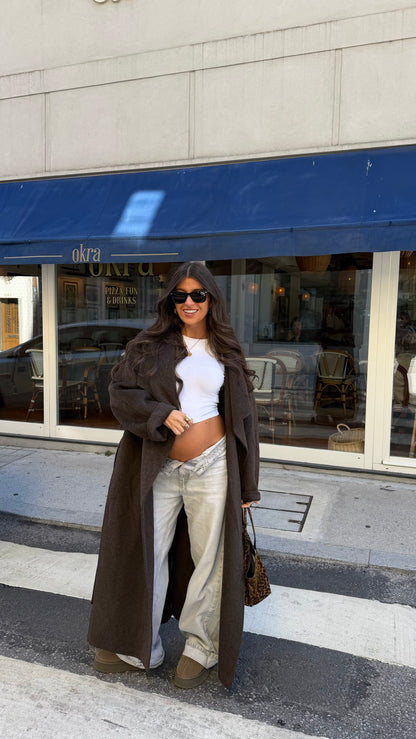 Chocolate Brown Long Wool Coat
