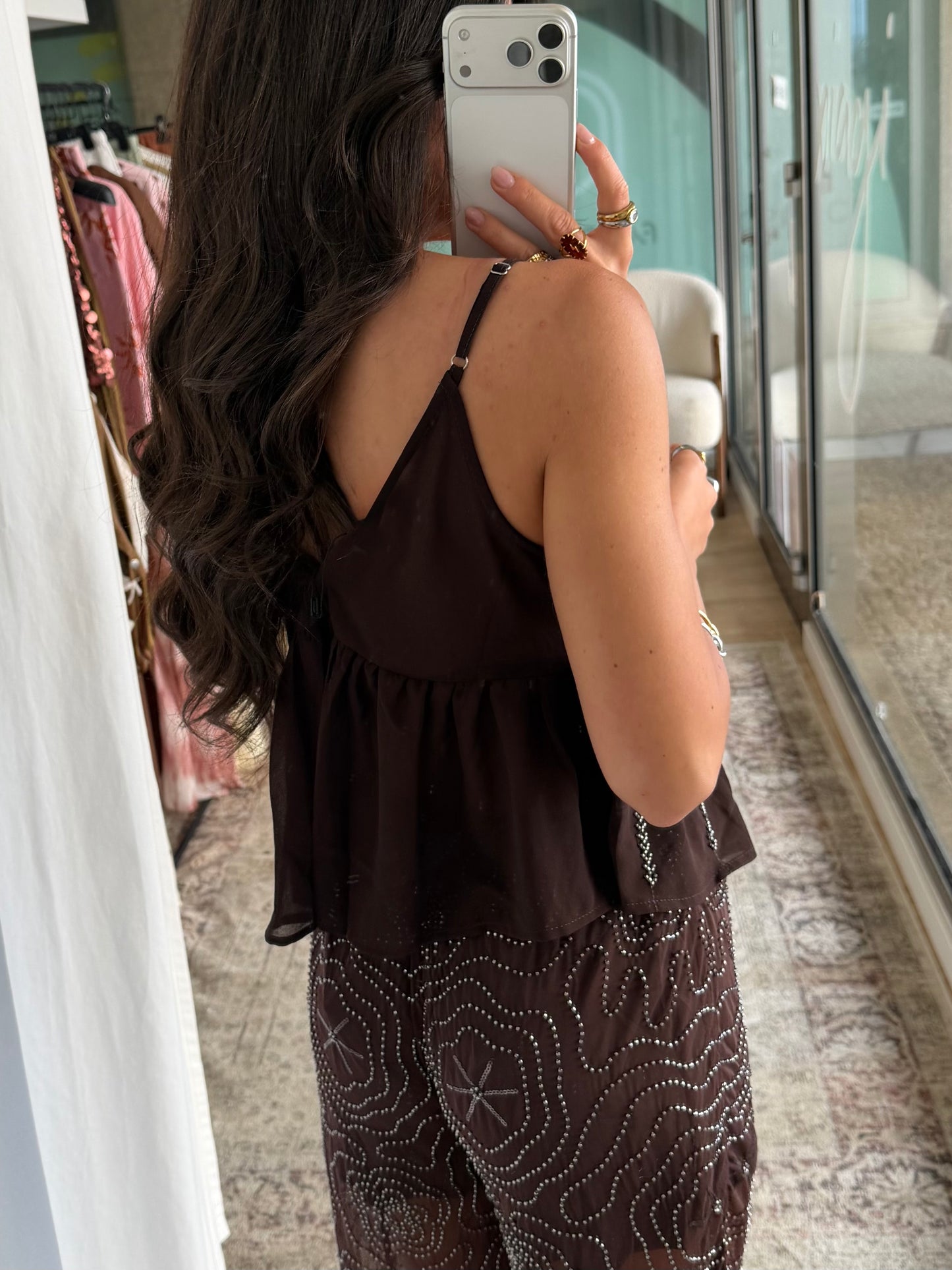 Dark Chocolate Sequin Top