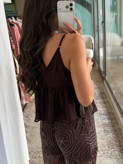 Dark Chocolate Sequin Top