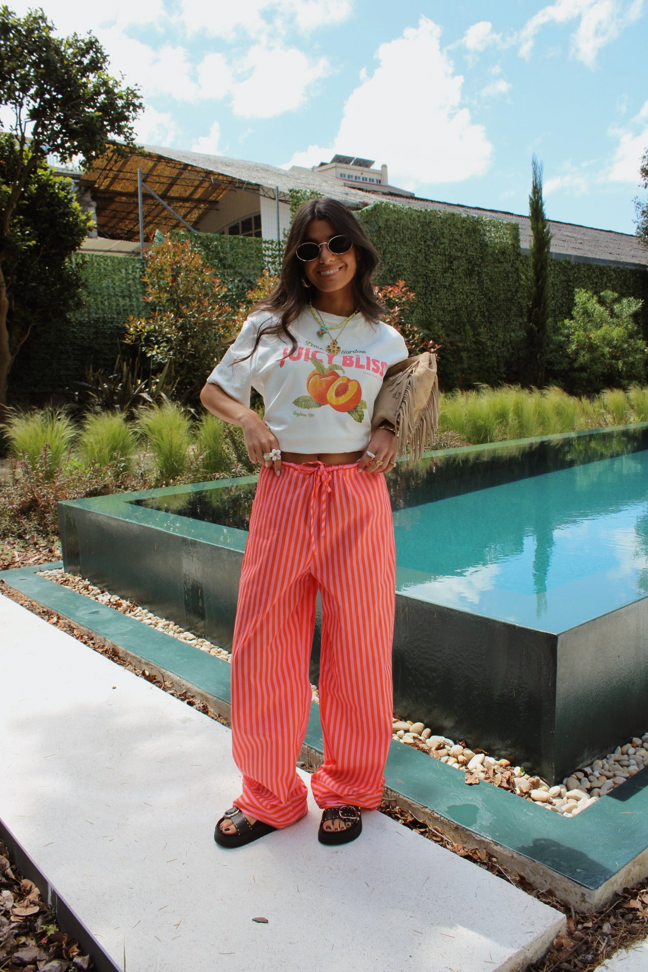 Striped Pants - Pink and Orange