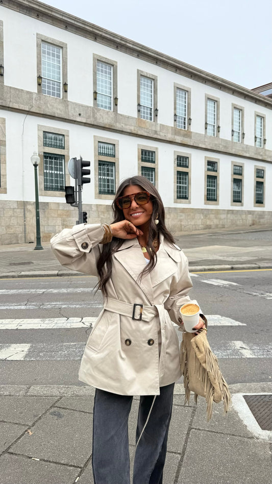 Belted Trench Coat in Beige