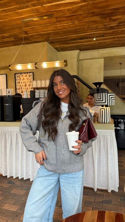 Wool & Cashmere Hooded Jacket in Grey