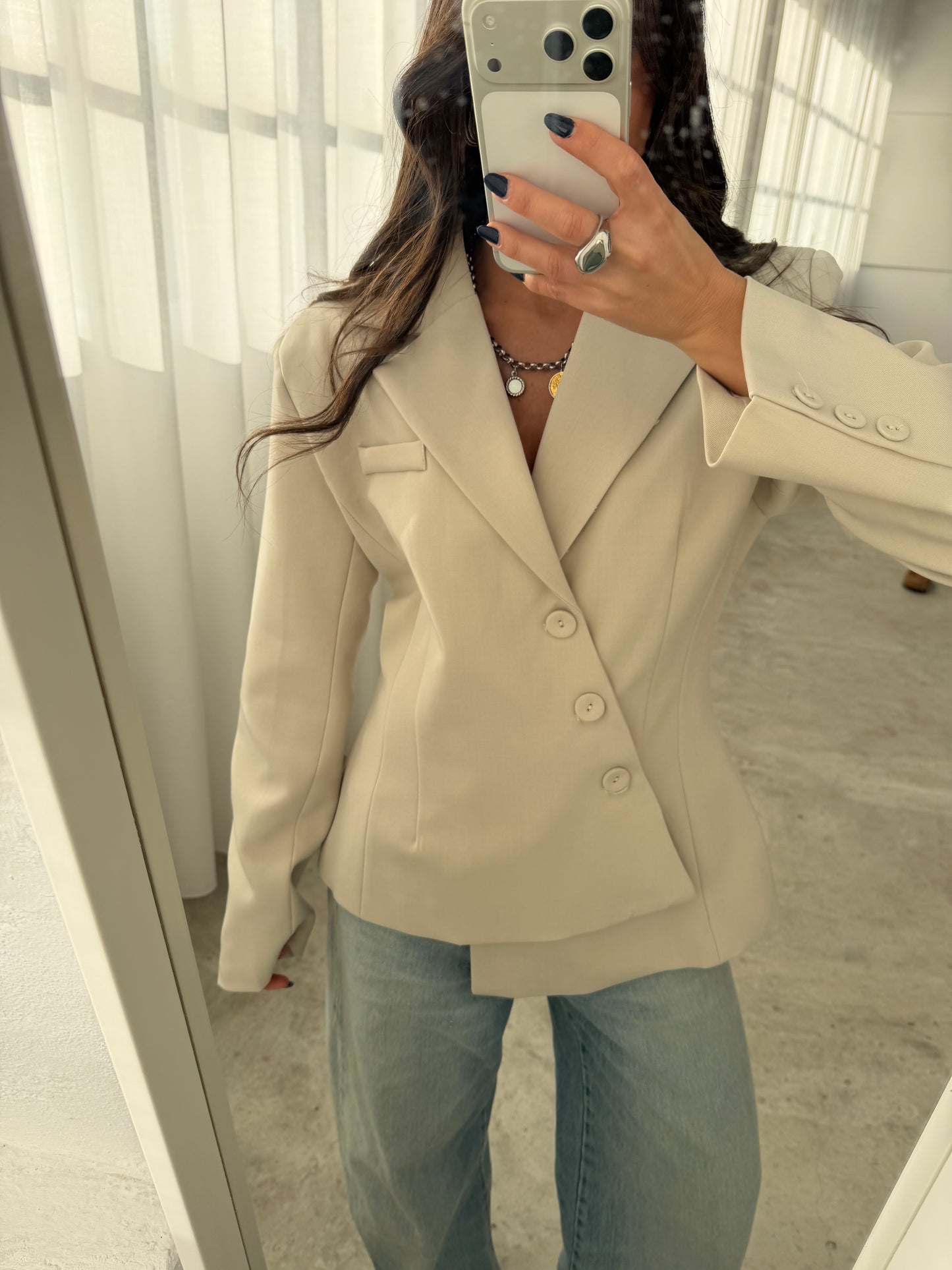Asymmetric Off White Blazer