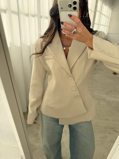 Asymmetric Off White Blazer
