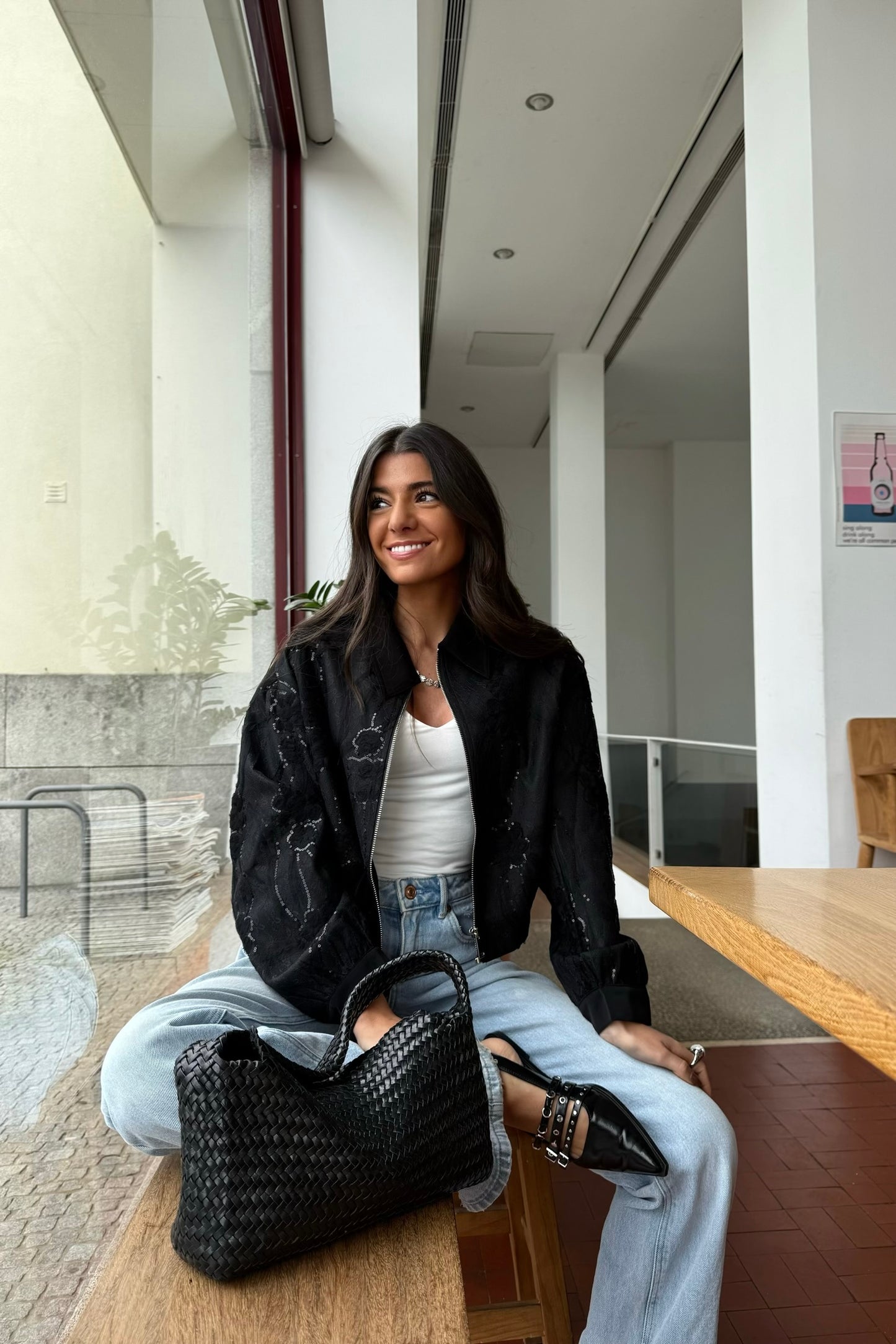 Bomber Jacket in Lace and Sequin