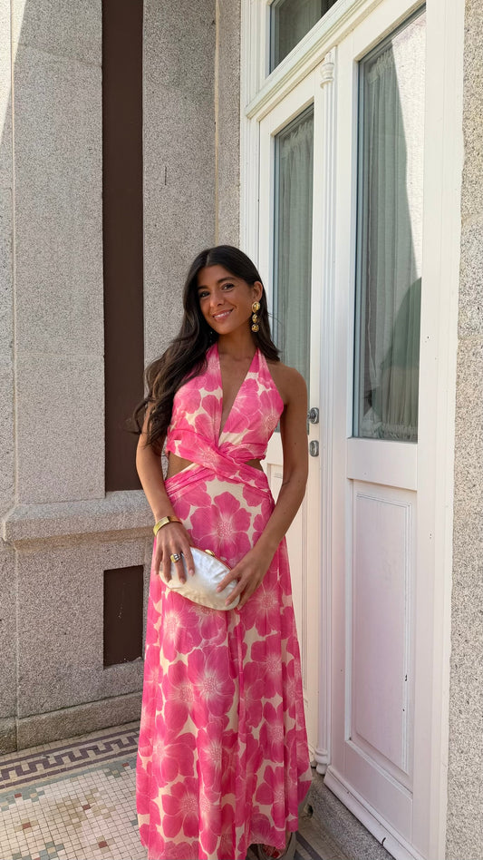 Pink Bloom Cut-Out Dress