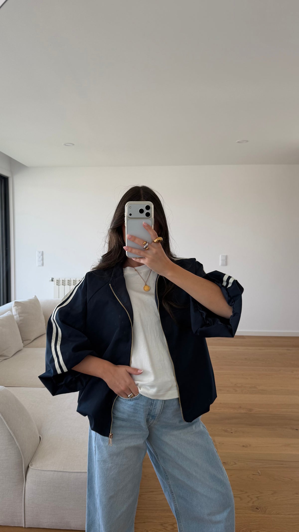 Navy Trench Bomber Jacket