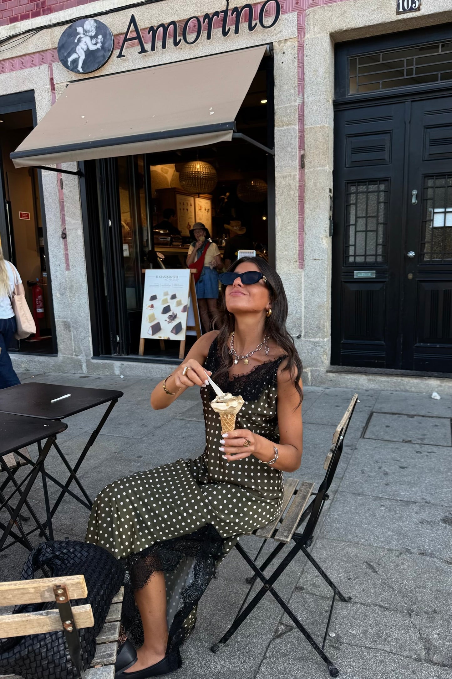 Olive Polka Dot Slip Dress