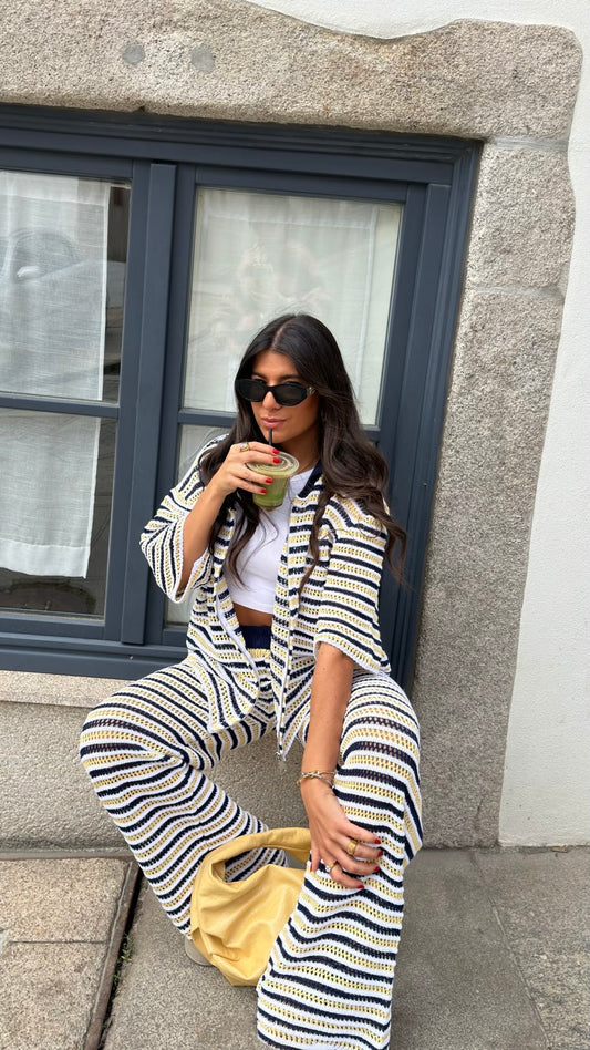 Golden Coast Stripe Crochet Pants