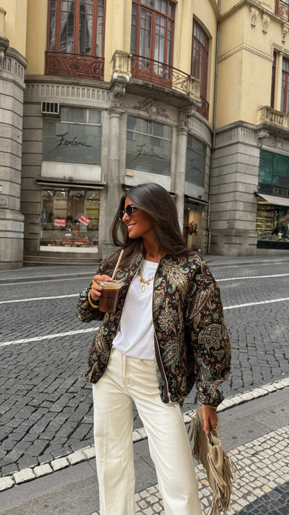 Paisley Bomber Jacket - Brown Tones