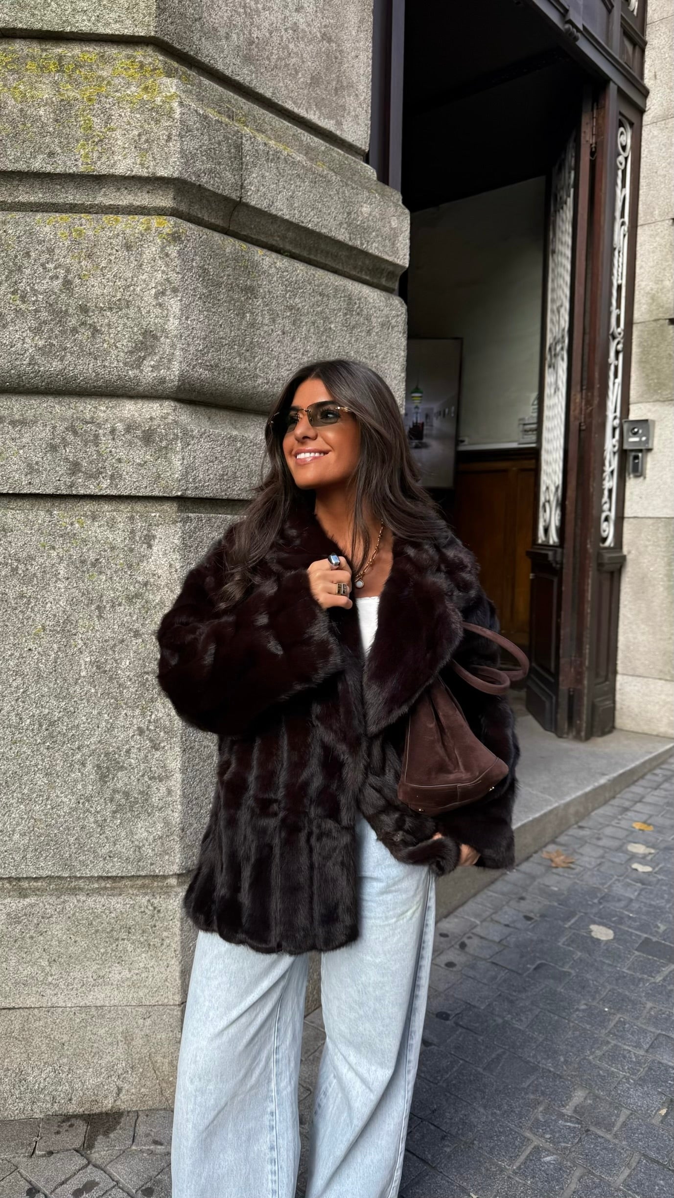 Dark Brown Faux Fur Jacket