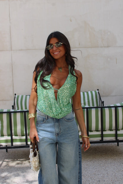 Emerald Spark Halter Top