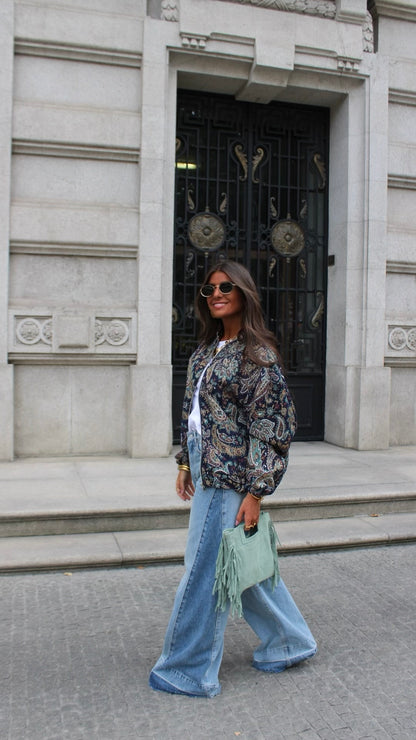 Paisley Bomber Jacket - Blue Tones