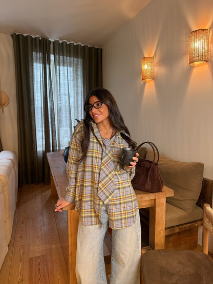 Plaid shirt with tie detail